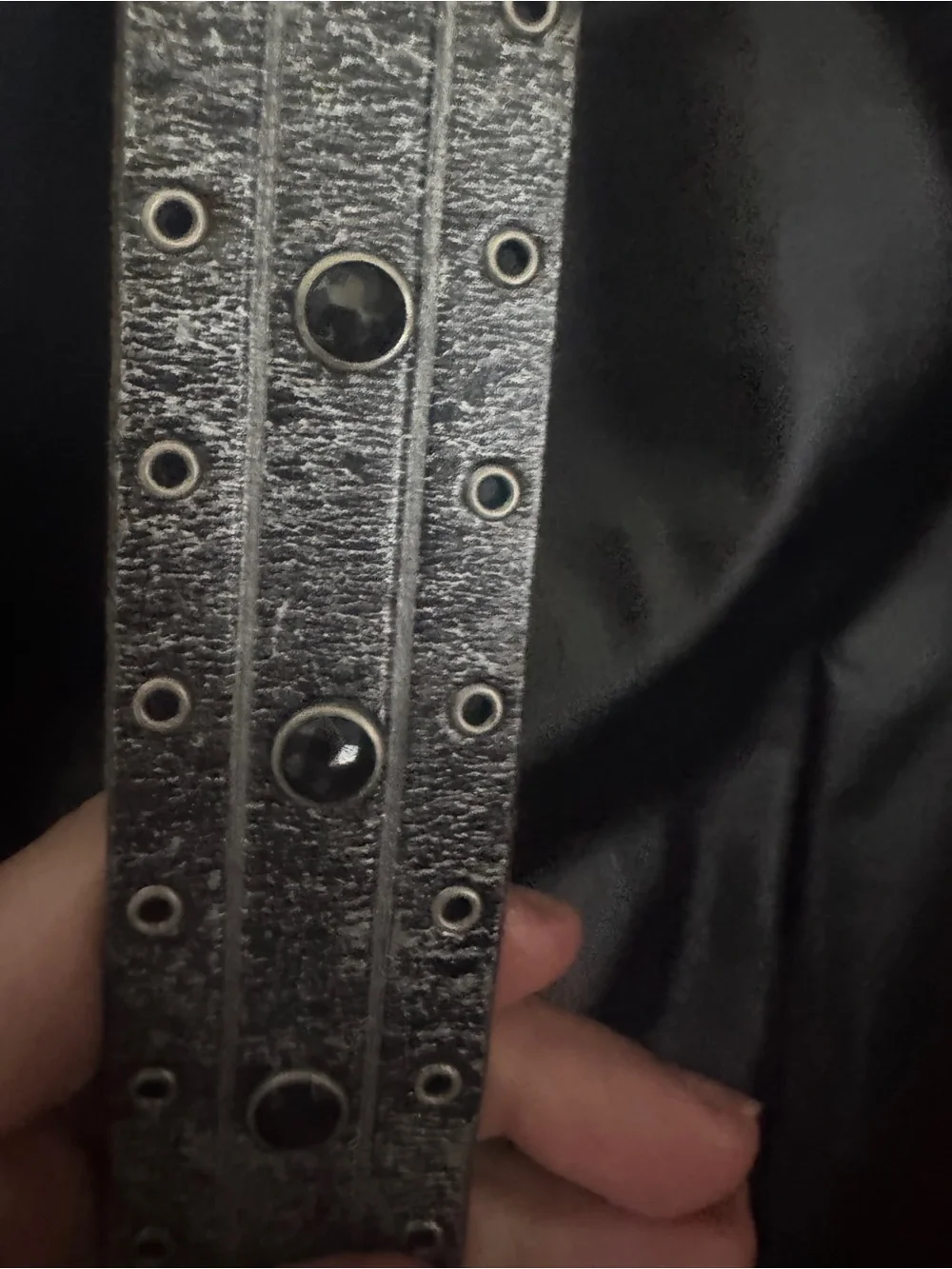 Harley-Davidson Silver and Black Leather Belt with Branded Buckle